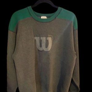 Vintage 90s Wilson Sweatshirt Crewneck Logo Green Grey Men's Medium